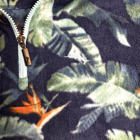 Tommy Bahama Men's Medium Cloud Peak Fronds Half Zip Fleece Pullover Bering Blue - Picture 6 of 8